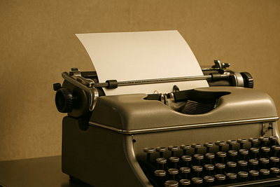 a 1960 typewriter on a metal 1960s desk