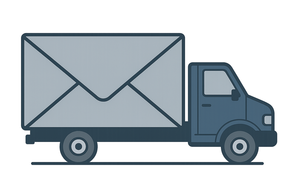 simplify and make the box of the truck look like an envelope